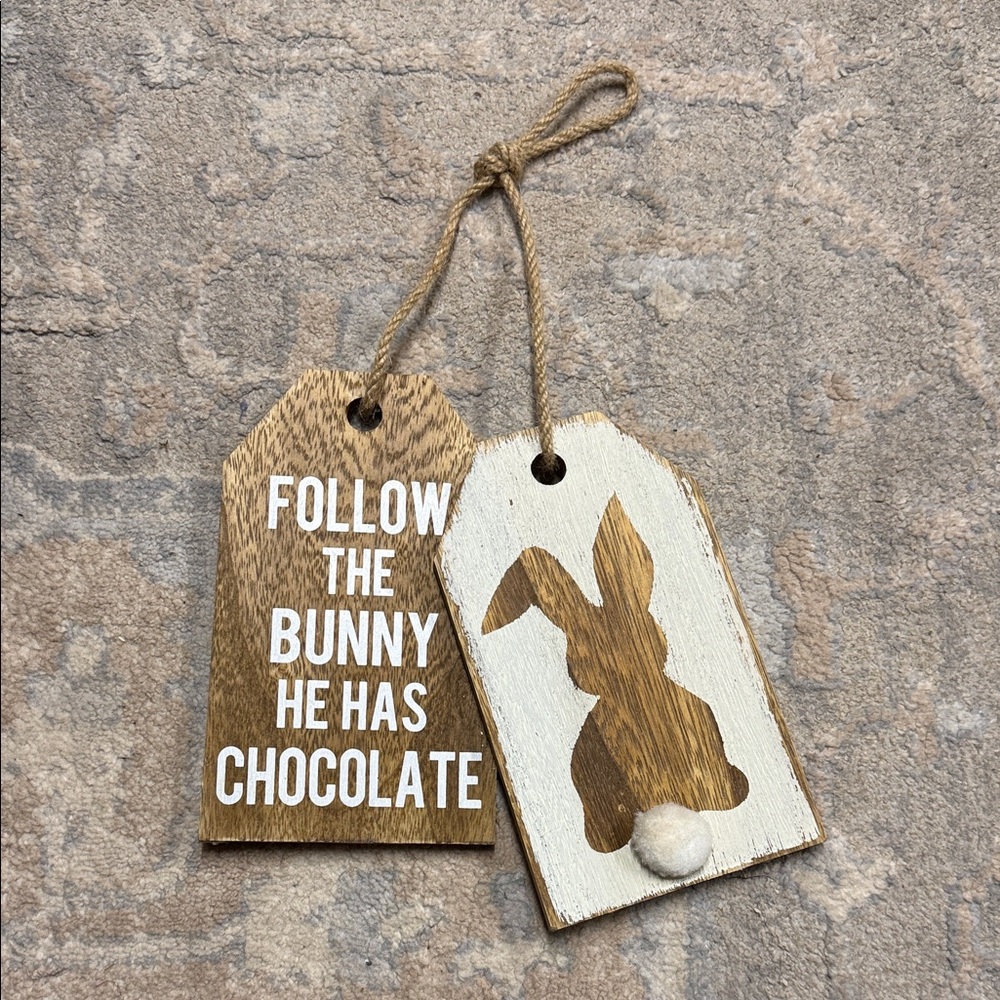 Wooden Easter Bunny Tags
